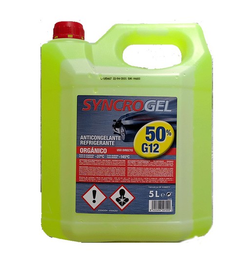 Anticongelante refrigerante Syncrogel 50% G12 5 Litros Amarillo