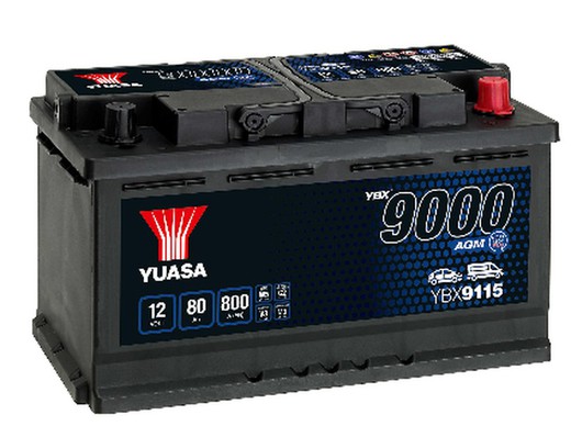 Batería Yuasa YBX9115 AGM 80Ah + derecha