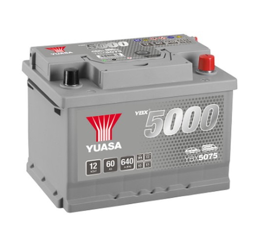 Bateria Yuasa silver YBX5075 12V 60Ah + derecha