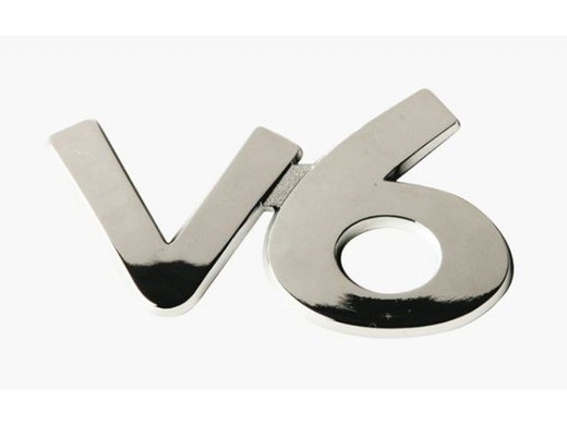 Logo ' V6 ' cromado adhesivo 40 x 65mm