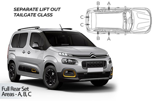 Parasoles de Citroen Berligo L1 2018> vidrio de puerta trasera elevable separado