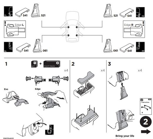 145380 Kit Thule FIAT 600, 5-dr SUV, 24>