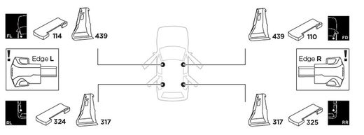 145383 Kit Thule Toyota Corolla Fielder (E160), 5-dr Estate, 12