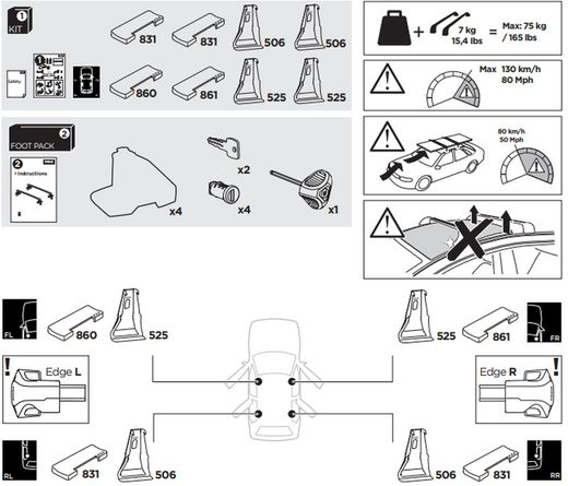 145296 Kit Thule KIA Sorento, 5-dr SUV, 21-