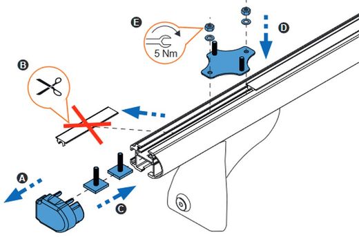 6 fijaciones Module-Safari para barras aluminio