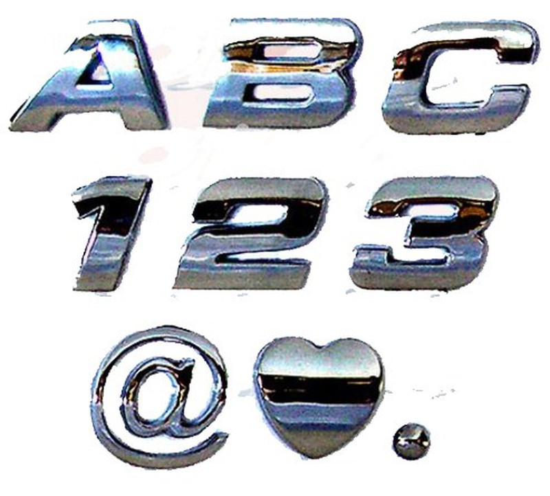 Pegatinas adhesivas grandes 3D para coche, 1 piezas, 45mm, alfabeto de  Metal, insignia plateada, letras cromadas y números, logotipo, accesorios  decorativos - AliExpress