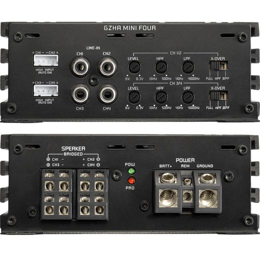 GZHA MINI FOUR | Amplificador Compacto Clase D de 4 Canales | 640W Máx. | High-Efficiency