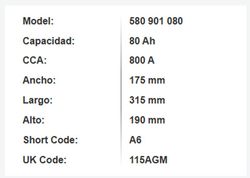 Batería AGM Varta Silver. Dynamic 80 Ah – 800A (A6)