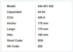 Batería Varta Blue Dynamic 44 Ah – 420A (B36)