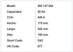 Batería Varta Blue Dynamic 60 Ah – 540A (D43)-