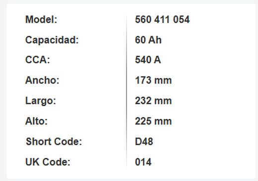 Batería Varta Blue Dynamic 60 Ah – 540A (D48)