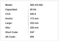 Batería Varta Blue Dynamic 60 Ah – 540A (D47)