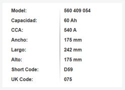 Batería Varta Blue Dynamic 60 Ah – 540A (D59)