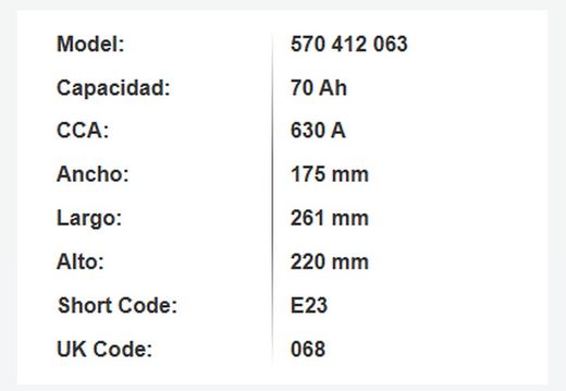Batería Varta Blue Dynamic 70 Ah – 630A (E23)