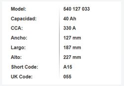 Batería Varta Blue Dynamic 40 Ah – 330A (A15)