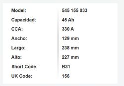 Batería Varta Blue Dynamic 45 Ah – 330A (B31)