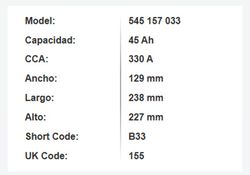 Batería Varta Blue Dynamic 45 Ah – 330A (B33)