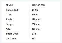 Batería Varta Blue Dynamic 45 Ah – 330A (B34)