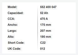 Batería Varta Blue Dynamic 52 Ah – 470A (C22)