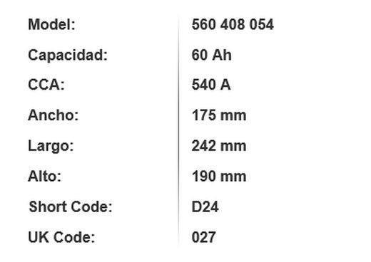 Batería Varta Blue Dynamic 60 Ah – 540A (D24)