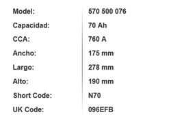 Batería EFB Varta Blue Dynamic 70 Ah – 760A (N70)