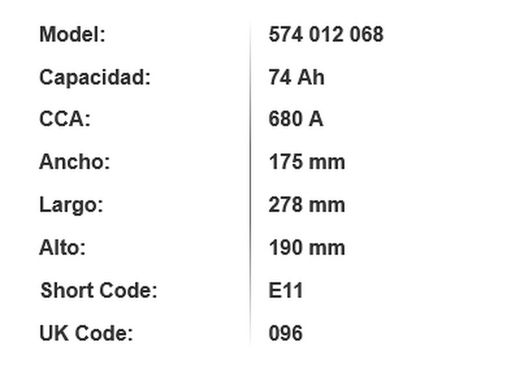 Batería Varta Blue Dynamic 74 Ah – 680A (E11)