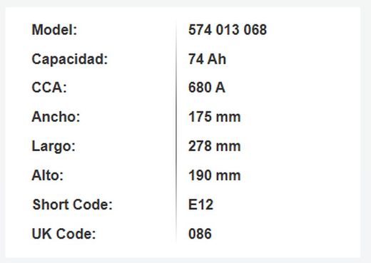 Batería Varta Blue Dynamic 74 Ah – 680A (E12)