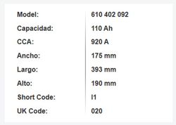Bateria Varta Silver Dynamic 110 Amp. 920A (I1)