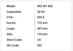 Bateria Varta Silver Dynamic 52 Amp. 520A. (C6)