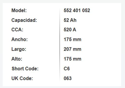 Bateria Varta Silver Dynamic 52 Amp. 520A. (C6)