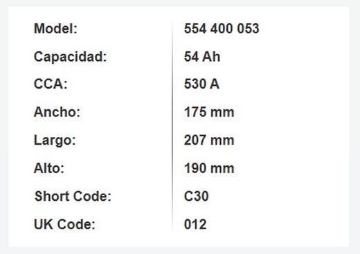 Bateria Varta Silver Dynamic 54 Amp. 530A. (C30)