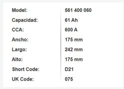 Bateria Varta Silver Dynamic 61 Amp. 600 A (D21)