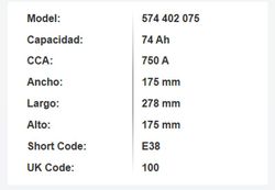 Bateria Varta Silver Dynamic 74 Amp. 750A (E38)