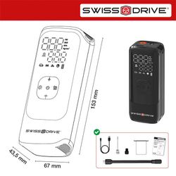 Compresor Aire 150PSI/2000mAh c/2 Bat Litio Recargable