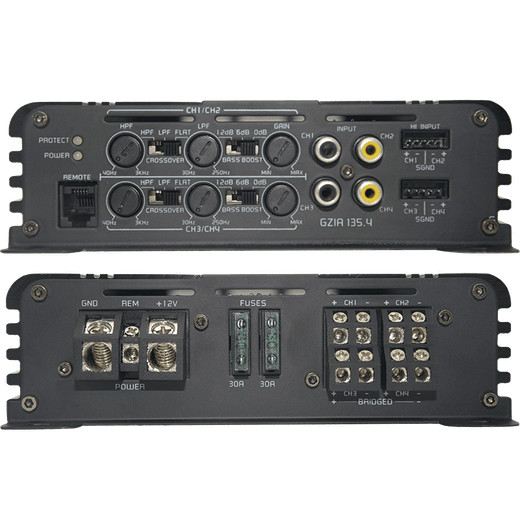 GZIA 135.4 | Amplificador de 4 Canales Clase A/B | 640W Máx. | Alta Calidad de Sonido