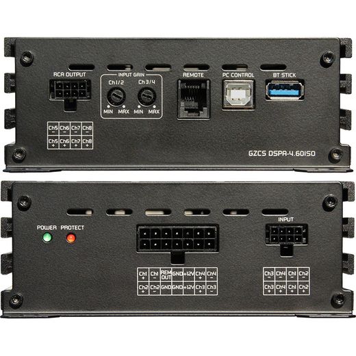 GZCS DSPA-4.60ISO Amplificador de 4 canales con DSP de 8 canales y arnés ISO