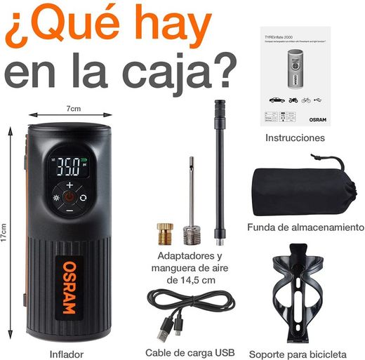 Inflador neumáticos OSRAM compacto recargable OTIR2000