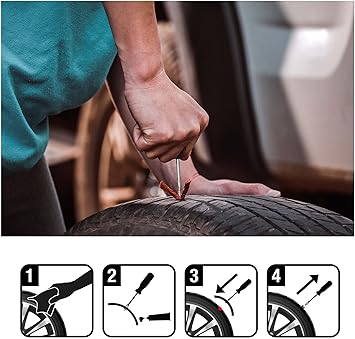 Kit de Reparación de Pinchazos | 5 Mechas | Neumáticos sin Cámara | Coche, Moto y Bici