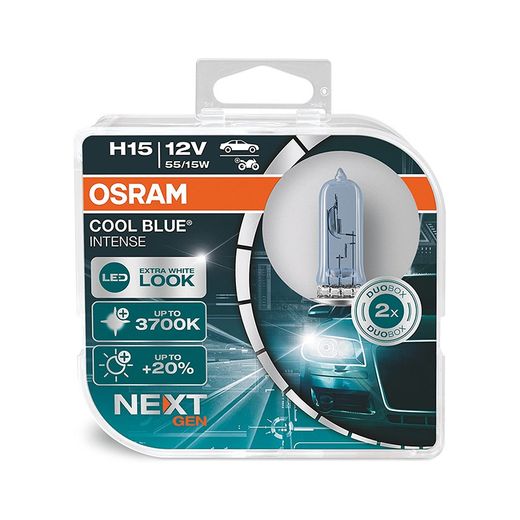 Lamparas Osram Cool Blue Intense 100% más de brillo, hasta 5000 K