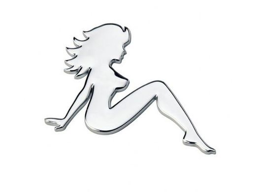 Logo adhesivo Chica Pin Up cromado