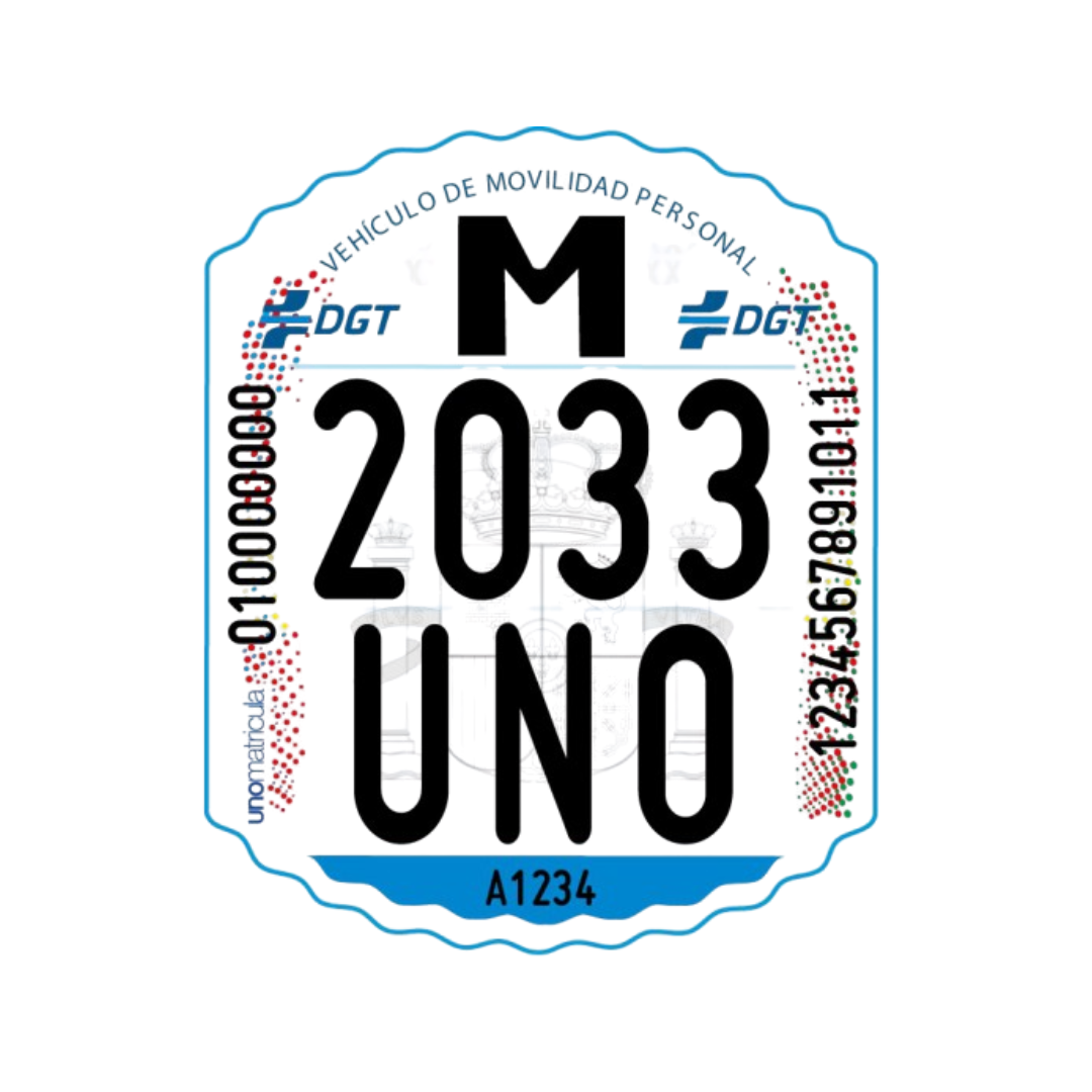 Matrícula oficial adhesiva para Patinete Eléctrico VMP | Homologada DGT