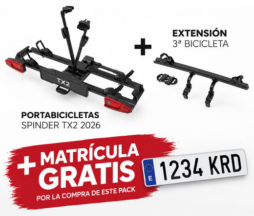 Pack Portabicicletas de Bola Plegable Spinder TX2 + Extensión 3ª Bici