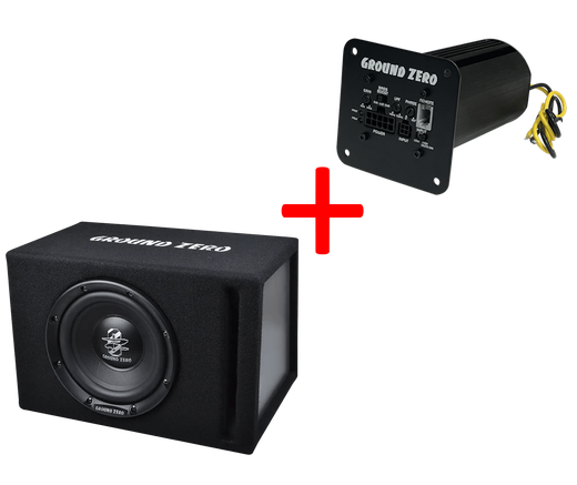 Pack Subwoofer Activo GROUND ZERO | Caja GZIB 20BR (8") + Módulo Amplificador GZ SUB-AMP 300 | 330 W Máx.