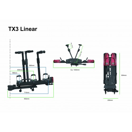 Portabicicletas de Bola Plegable y Abatible Spinder TX3 para 3 Bicicletas