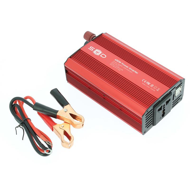 Transformador de corriente de 12v. > 220v. 600W. 2 salidas USB 5v.2.4A —  Totcar